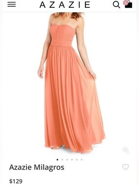 Azazie Milagros Strapless Sunset (Coral Pink) Chiffon Gown